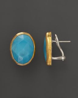 Gurhan Sterling Silver and 24 Yellow Gold Elements Earrings with Turquoise