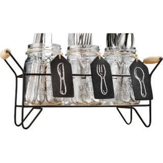 Home Essentials and Beyond 4 Pieces Star Mason Jar Set with Flatware
