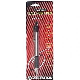 Zebra Ball Point Pen, Fine Point, Black Ink, F 301, 1 each   Office