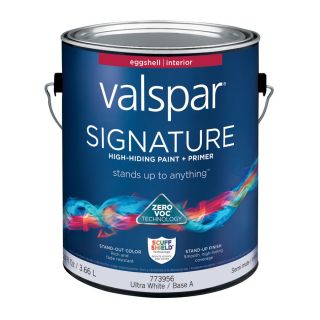 Valspar Signature Ultra White/Base A Eggshell Latex Interior Paint and Primer in One (Actual Net Contents: 124 fl oz)