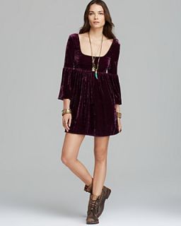 Free People Dress   Stretch Velvet Solid Oh So Easy Babydoll