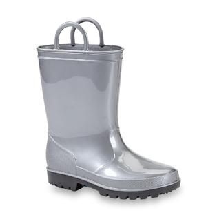 Girls Metallic Silver Jelly Rain Boot
