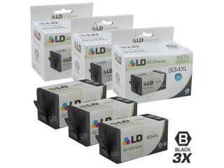 LD © Remanufactured Replacements for Hewlett Packard C2P23AN / 934XL / 934 XL  Set of 3 Black Ink Cartridges for use in HP OfficeJet 6812, 6815, and OfficeJet Pro 6230, 6830, and 6835 Printers
