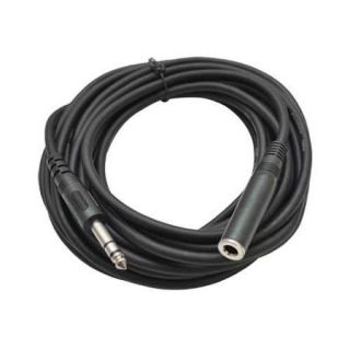 Seismic Audio 25 ft SA HPE25   25' Headphone Extender Cable 1/4" TRS Male to 1/4" Female Black   SA HPE25