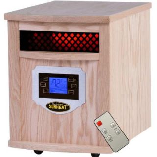 SUNHEAT 1500 Watt Infrared Electric Portable Heater with Remote Control, LCD Display and Cabinetry   Natural Oak 400810020