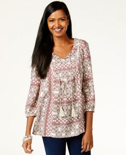 Style & Co. Printed Peasant Top, Only at   Tops   Women   