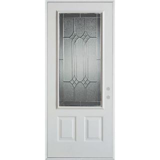 Stanley Doors 36 in. x 80 in. Orleans Zinc 3/4 Lite 2 Panel Prefinished White Steel Prehung Front Door 1542E D 36 L Z