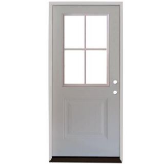 Steves & Sons 36 in. x 80 in. Premium 4 Lite 1 Panel Primed White Steel Prehung Front Door with 4 in. Wall S21H 4LP 36 4LI