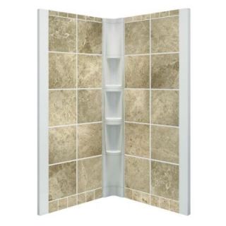 STERLING Intrigue 39 in. x 39 in. x 75 in. 2 piece Direct to Stud Shower Wall in Tuscan Marble 72044100 D02 0