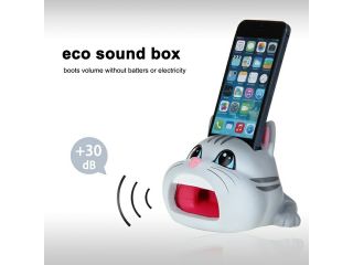 Cute Hands Free Shark Sound Amplifier Stand Speaker Holder for iPhone 4/4S/5/5S/5C   Brown