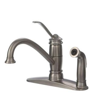 Pfister Brookwood Single Handle Side Sprayer Kitchen Faucet in Stainless Steel F 034 3ALS