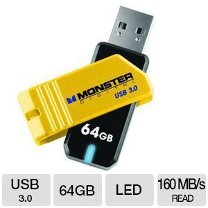 Monster Coppa 64GB USB Flash Drive   USB 3.0, 160 MB/s Read, Led Indicator (UFD 0032 207)