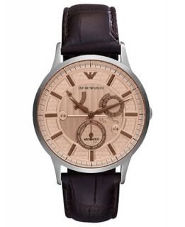 Emporio Armani Watch, Mens Automatic Meccanico Brown Croco Leather