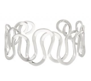 As Is Artisan Crafted Bold Sterling Polished Wave Avg. Cuff,24.5g —