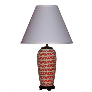 Crown Lighting 1 light Orange with White Geometric Pattern Ceramic