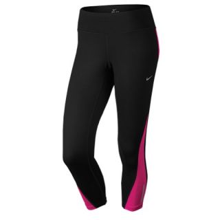Nike Dri FIT Racer Crop 2.0   Womens   Running   Clothing   Black/Fuchsia Flash/Reflective Silver