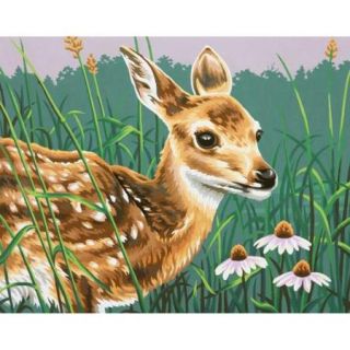 Paint By Number Kit 14"X11" Fawn And Flowers