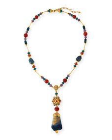 Jose & Maria Barrera Long Multi Stone Pendant Necklace, Blue