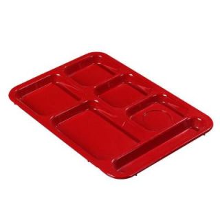 Carlisle 14.37x10 in. ABS Plastic Right Hand 6 Compartment Tray in Red (Case of 24) 614R05