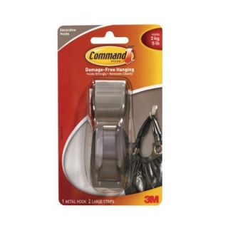 Command 5 lb. 4 in. Brushed Nickel Large Metal Hook MR03 BN