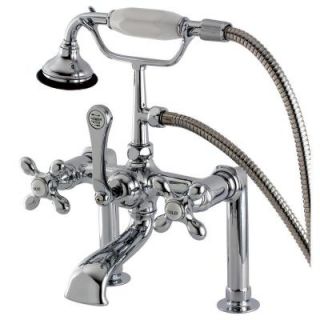 Aqua Eden Cross 3 Handle Deck Mount High Risers Claw Foot Tub Faucet with Hand Shower in Polished Chrome HAE110T1
