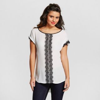 Womens Lace Trim Tunic with Lace Off White   3 Hearts