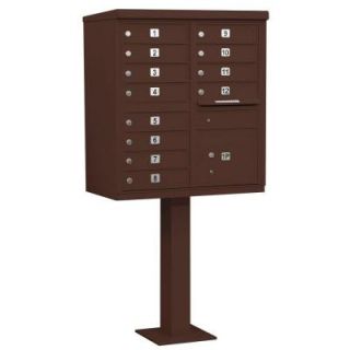 Salsbury Industries Bronze USPS Access Cluster Box Unit with 12 A Size Doors and Pedestal 3312BRZ U