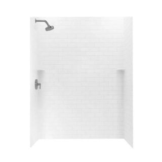 Swan 36 in. x 62 in. x 72 in. 3 piece Subway Tile Easy Up Adhesive Shower Wall in White STMK723662.010