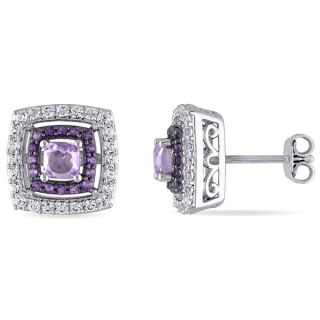 Miadora Sterling Silver Rose de France, Amethyst Africa and Created