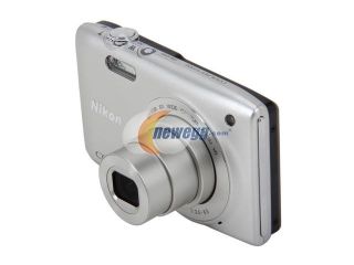Nikon Coolpix S3300 Silver 16MP 6X Optical Zoom 26mm Wide Angle Digital Camera 