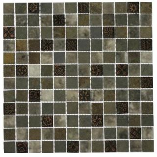 Splashback Tile Tapestry 12 in. x 12 in. x 8 mm Marble and Glass Mosaic Floor and Wall Tile VINTAGE JEWELRY