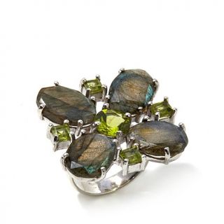 Colleen Lopez "Mystic Gardens" Sterling Silver Labradorite and Peridot Floral R   7975083