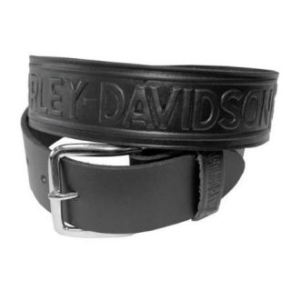 Harley Davidson 34 Inches Men's Bar & Shield Winged Embossed Leather Belt HD 12