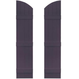 Builders Edge 14 in. x 61 in. Board N Batten Shutters Pair, 4 Boards Joined with Arch Top #285 Plum 090140061285