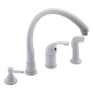 Delta Waterfall White 1 Handle High Arc Kitchen Faucet with Side Spray