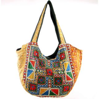 Handmade Embroidered Vintage Material Banjara Lined Hobo Bag (India
