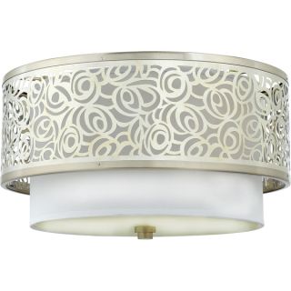 Flushmount 4 light Chrome and White Crystal Chandelier