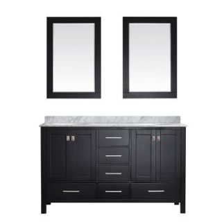 Vinnova Gela 60 in. W x 22 in. D x 35 in. H Vanity in Espresso with Marble Vanity Top in White with Basin and Mirror 723060 ES CA