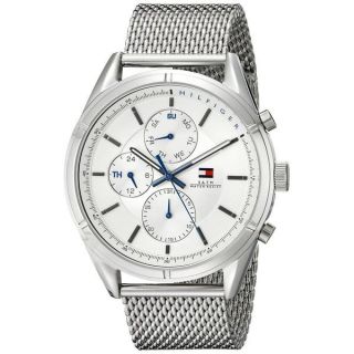 Tommy Hilfiger Mens 1791128 Classic Charlie Round Silvertone