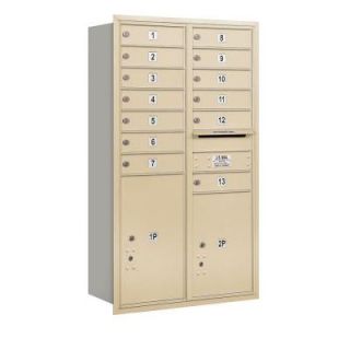 Salsbury Industries 48 in. H x 31 1/8 in. W Sandstone Rear Loading 4C Horizontal Mailbox with 13 MB1 Doors/1 PL5/1 PL6 3713D 13SRU