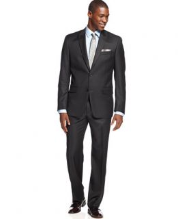 Shaquille ONeal Collection Big and Tall Black Texture Suit Separates