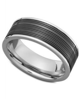 Triton Mens Stainless Steel Ring, Comfort Fit Cable Wedding Band
