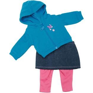 Springfield Collection Casual Outfit Teal Hoodie, Denim Skirt & Pink