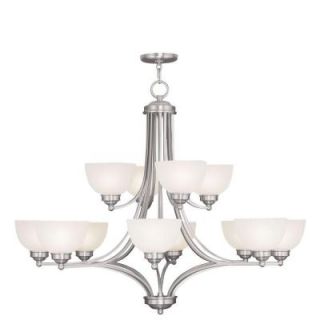 Filament Design 8 Light Brushed Nickel Chandelier with Satin Glass Shade CLI MEN4228 91