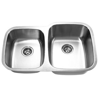 Yosemite Home Decor 32 in x 20.5 in Satin Stainless Steel Right Oriented Double Basin Undermount Kitchen Sink