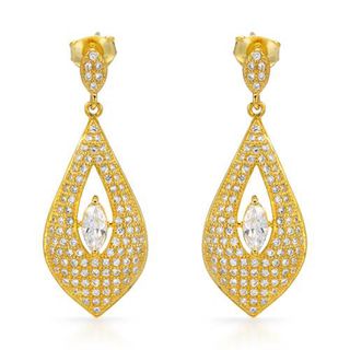 Earrings with 1.78ct TW Cubic Zirconia in 14K/925 Gold plated Silver