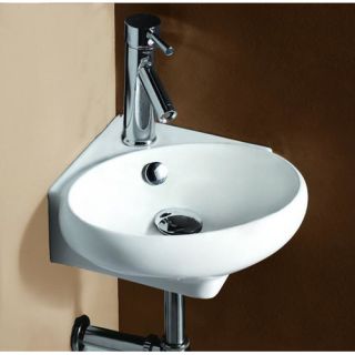 Elanti Porcelain Oval Wall Mounted Compact Sink