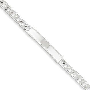 Sterling Silver D Cut Engraveable Curb ID Bracelet   Jewelry