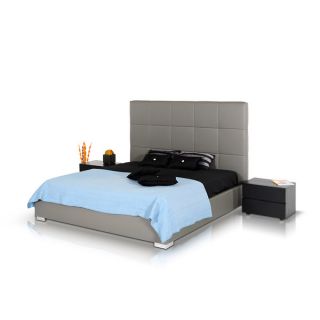 Modrest Messina Modern Grey Eco Leather Bed with Lift Storage
