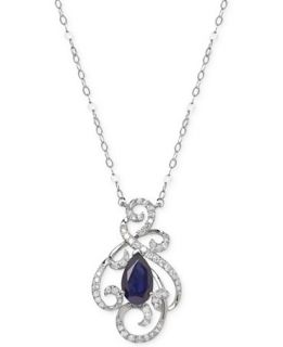 Sapphire (1 1/3 ct. t.w.) and Diamond (1/5 ct. t.w.) Pendant Necklace